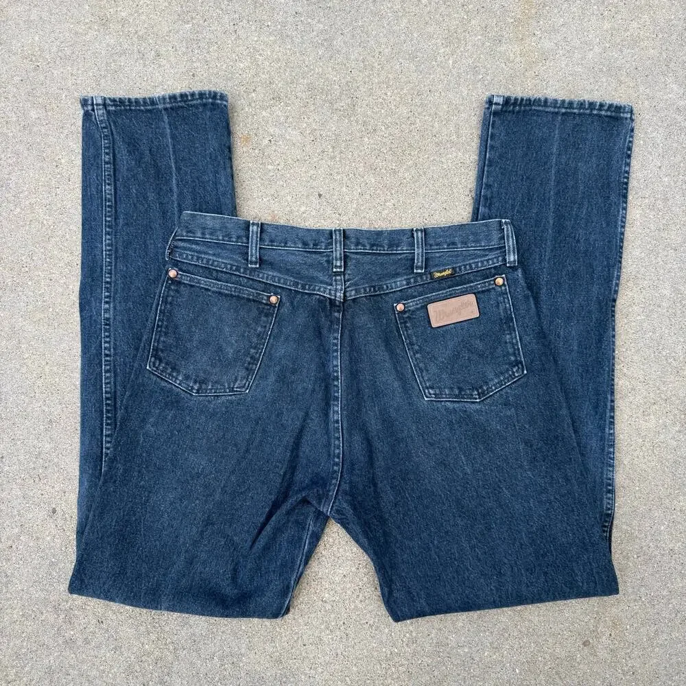 Vintage 90s Wrangler 13MWZDM Cowboy Cut Original Fit Dark Blue Jeans 36x36